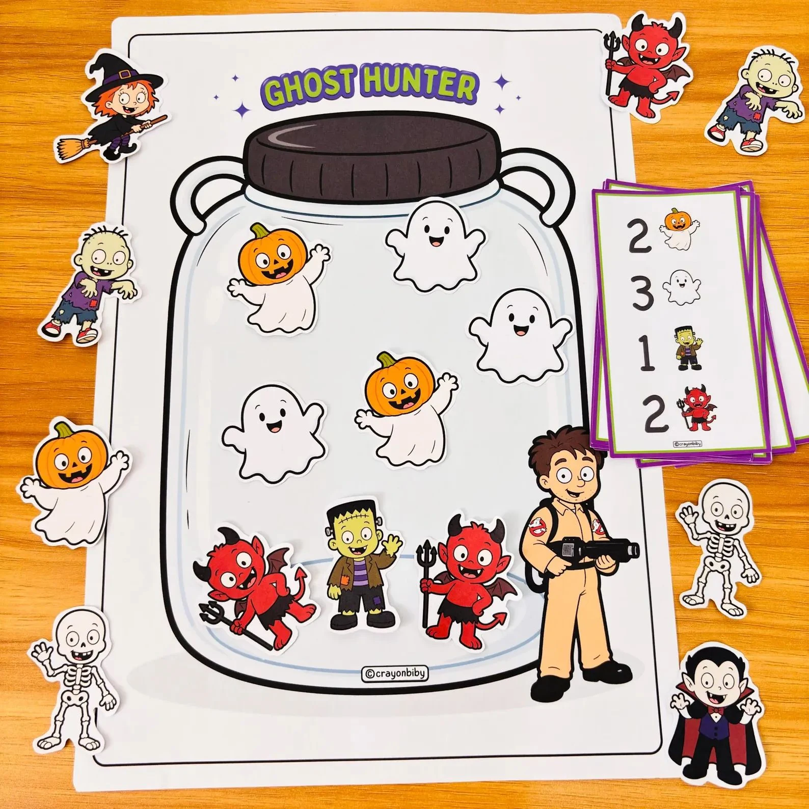 Ghost Hunter counting game with ingredient cards